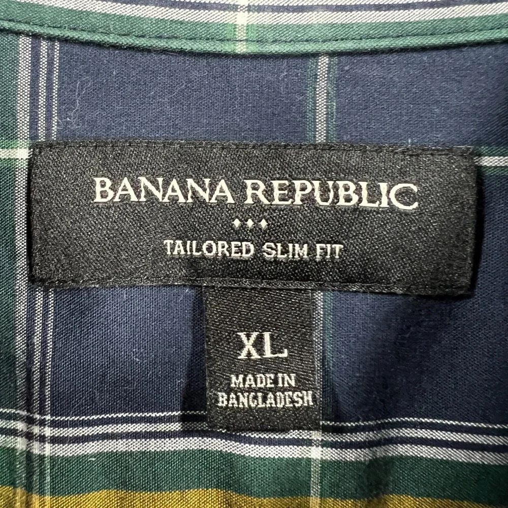 Banana Republic Shirt Mens‎ XL Extra Large Blue Yellow Plaid Long Sleeve Button